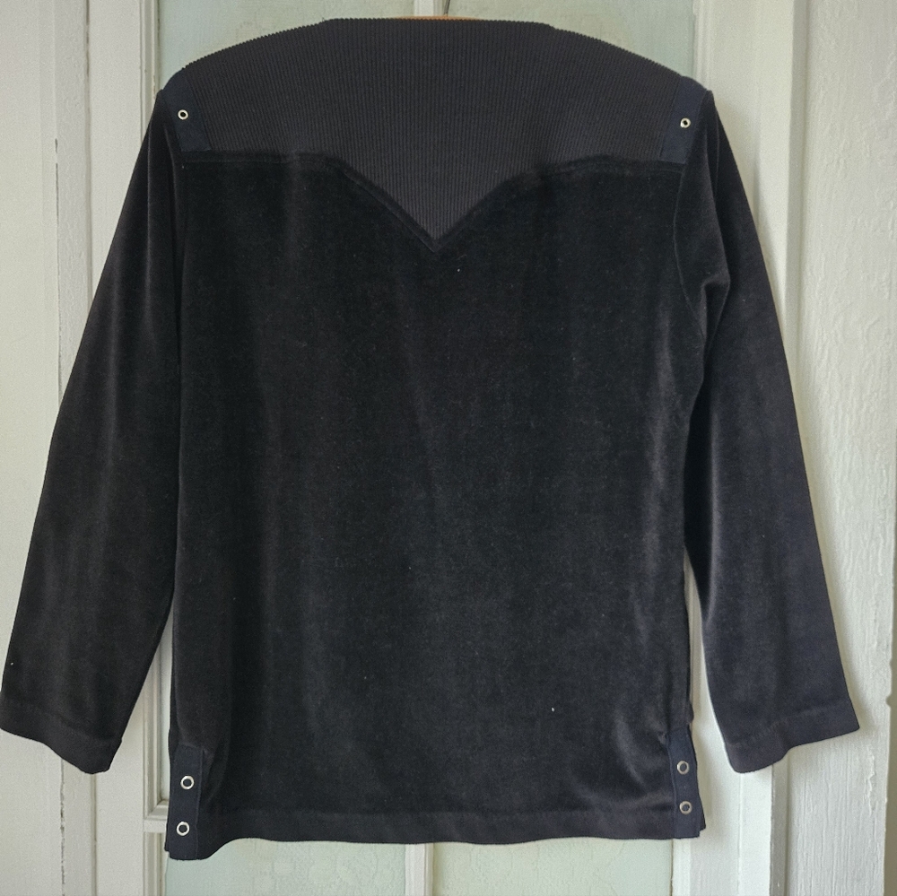 Regency Black Velour Long Sleeve Pullover Top P-S